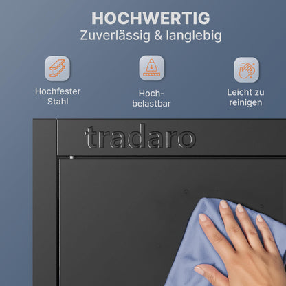 Aktenschrank abschließbar, Stahl-Büroschrank mit höhenverstellbaren Böden, Schwarz