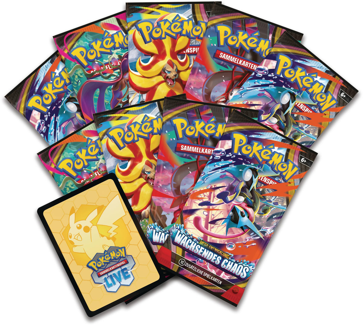 Pokémon-Sammelkartenspiel: Top-Trainer-Box Mega-Entwicklung – Wachsendes Chaos (1 Vollbild-Promokarte, 9 Boosterpacks & Premium-Zubehör)