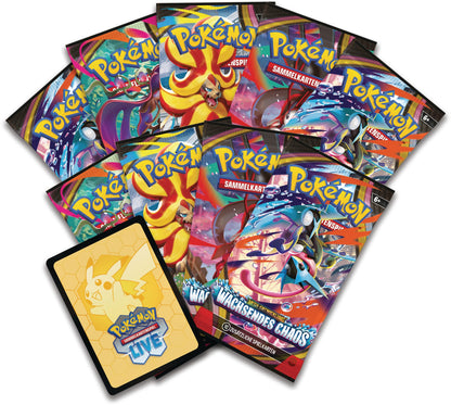Pokémon-Sammelkartenspiel: Top-Trainer-Box Mega-Entwicklung – Wachsendes Chaos (1 Vollbild-Promokarte, 9 Boosterpacks & Premium-Zubehör)