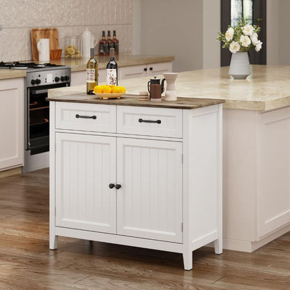 Küchen-Sideboard, Buffet-Schrank mit 2 Schubladen, 2 Türen und Arbeitsplatte