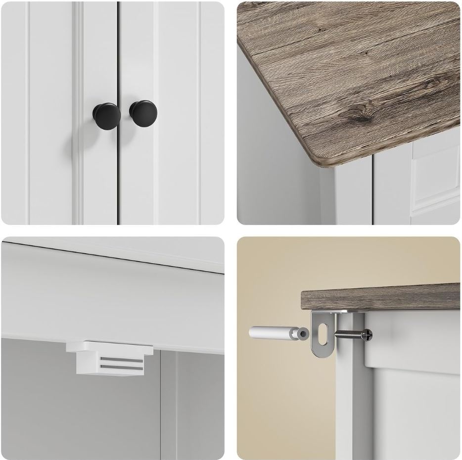 Küchen-Sideboard, Buffet-Schrank mit 2 Schubladen, 2 Türen und Arbeitsplatte