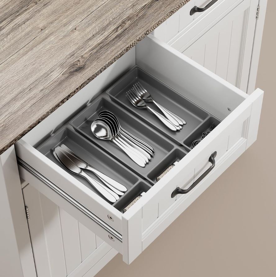 Küchen-Sideboard, Buffet-Schrank mit 2 Schubladen, 2 Türen und Arbeitsplatte