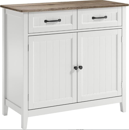 Küchen-Sideboard, Buffet-Schrank mit 2 Schubladen, 2 Türen und Arbeitsplatte