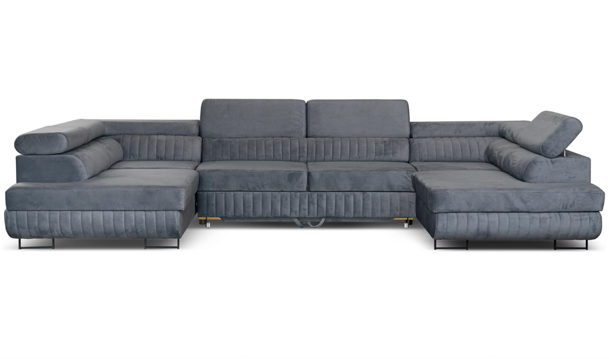 Ecksofa U-Form mit Schlaffunktion & 2 Bettkästen, Wasserabweisend & Haustierfreundlich