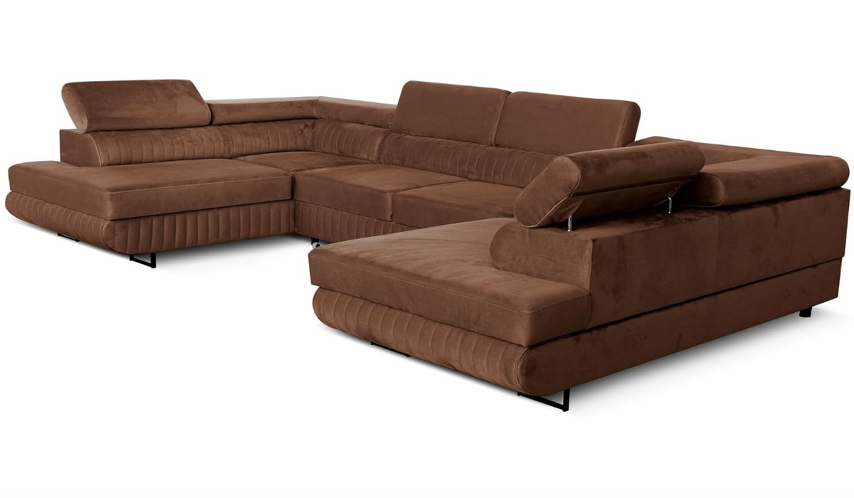Ecksofa U-Form mit Schlaffunktion & 2 Bettkästen, Wasserabweisend & Haustierfreundlich