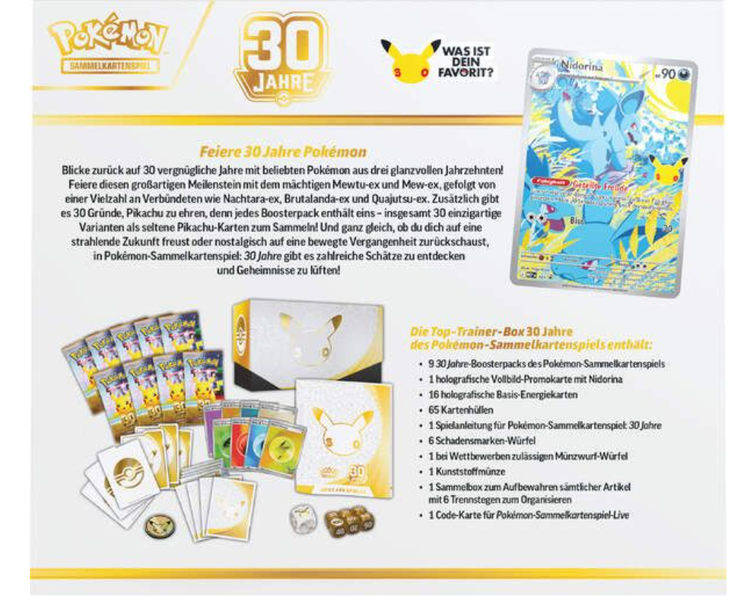30 Jahre Jubiläum Pokémon Sammelkarten  – Pokémon Center Elite Trainer Box